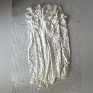 Bijoux Terner Soft White Luxury Pseudo Pashmina Tassle White Scarf Shawl